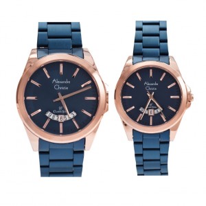 Alexandre Christie AC 8676 Rosegold Blue Couple